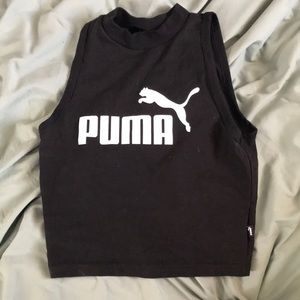 Black puma mock neck crop top